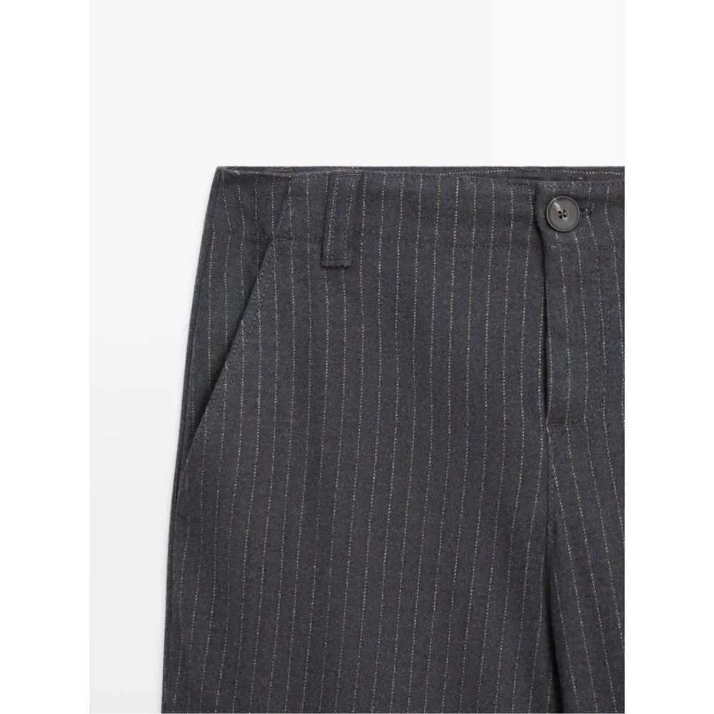 Massimo Dutti Pinstripe Wool Blend Tailored Trousers Gray EU 38 US 6 NWT - Picture 4 of 12